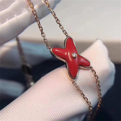 [CharmAmor]JEUX BRACELET CARNELIAN PINK GOLD 1 DIAMOND