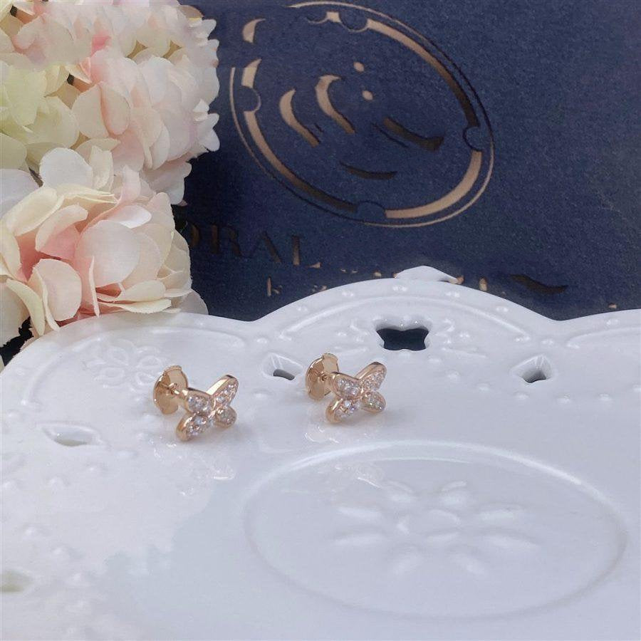[CharmAmor]JEUX DE PINK GOLD DIAMOND EARRINGS