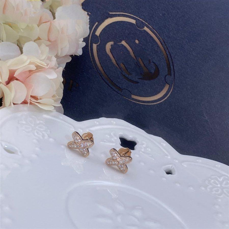 [CharmAmor]JEUX DE PINK GOLD DIAMOND EARRINGS