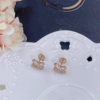 [CharmAmor]JEUX DE PINK GOLD DIAMOND EARRINGS
