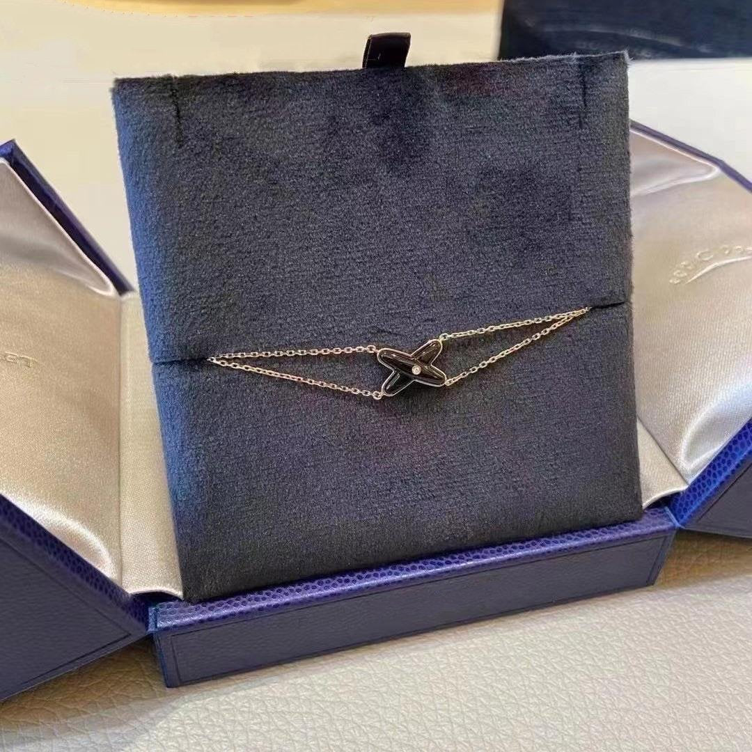 [CharmAmor]JEUX BRACELET ONYX PINK GOLD 1 DIAMOND