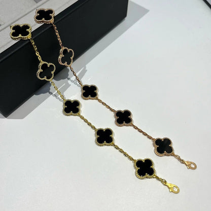 [CharmAmor]CLOVER  5 MOTIFS BLACK ONYX BRACELET