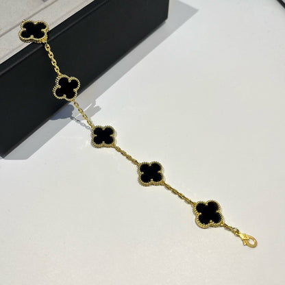 [CharmAmor]CLOVER  5 MOTIFS BLACK ONYX BRACELET