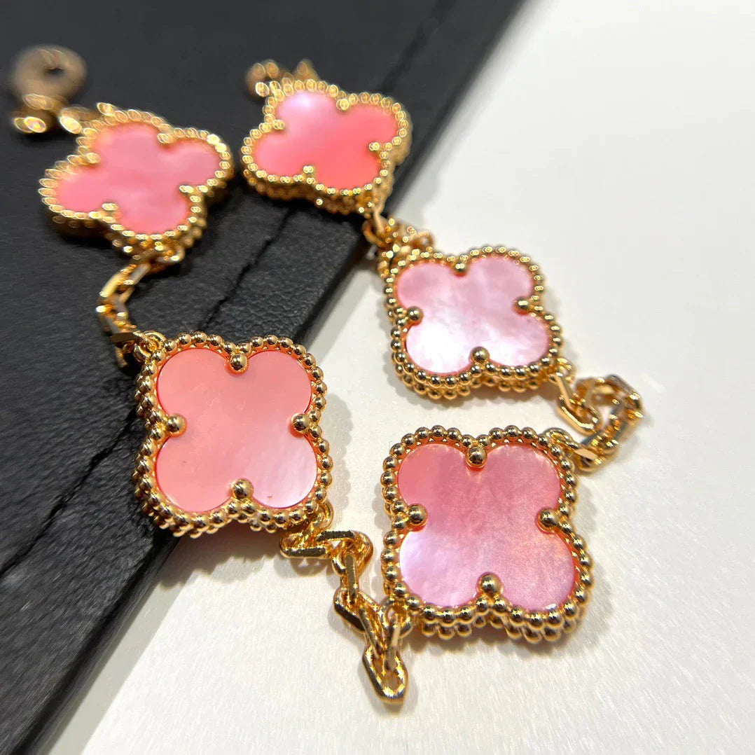 [CharmAmor] CLOVER 5 MOTIFS  PINK MOP BRACELET COLLECTION