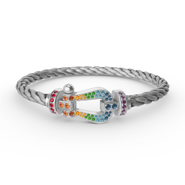 [CharmAmor]FORC LARGE HORSESHOE  COLORED DIAMOND BRACELET SILVER