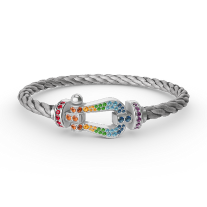 [CharmAmor]FORC LARGE HORSESHOE  COLORED DIAMOND BRACELET SILVER