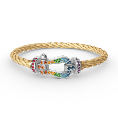 [CharmAmor]FORC LARGE HORSESHOE  COLORED DIAMOND BRACELET SILVER