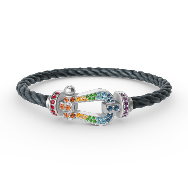 [CharmAmor]FORC LARGE HORSESHOE  COLORED DIAMOND BRACELET SILVER