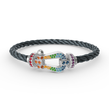 [CharmAmor]FORC LARGE HORSESHOE  COLORED DIAMOND BRACELET SILVER