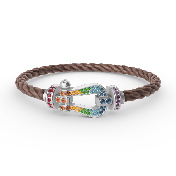 [CharmAmor]FORC LARGE HORSESHOE  COLORED DIAMOND BRACELET SILVER