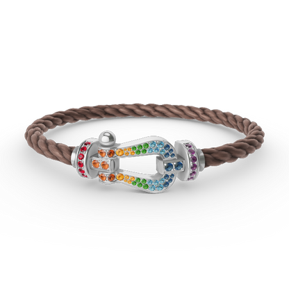 [CharmAmor]FORC LARGE HORSESHOE  COLORED DIAMOND BRACELET SILVER
