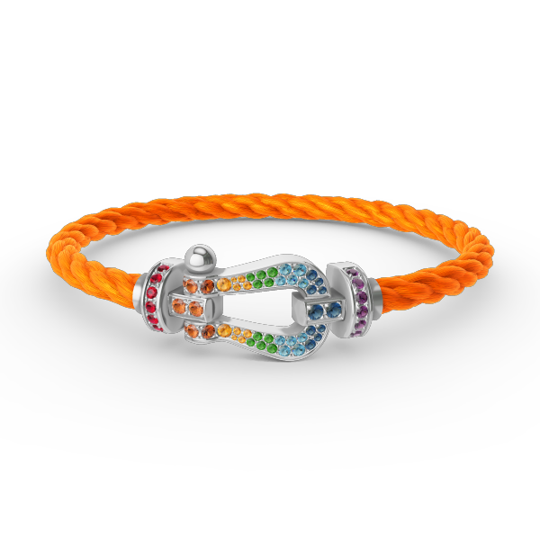 [CharmAmor]FORC LARGE HORSESHOE  COLORED DIAMOND BRACELET SILVER