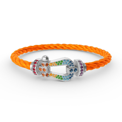 [CharmAmor]FORC LARGE HORSESHOE  COLORED DIAMOND BRACELET SILVER