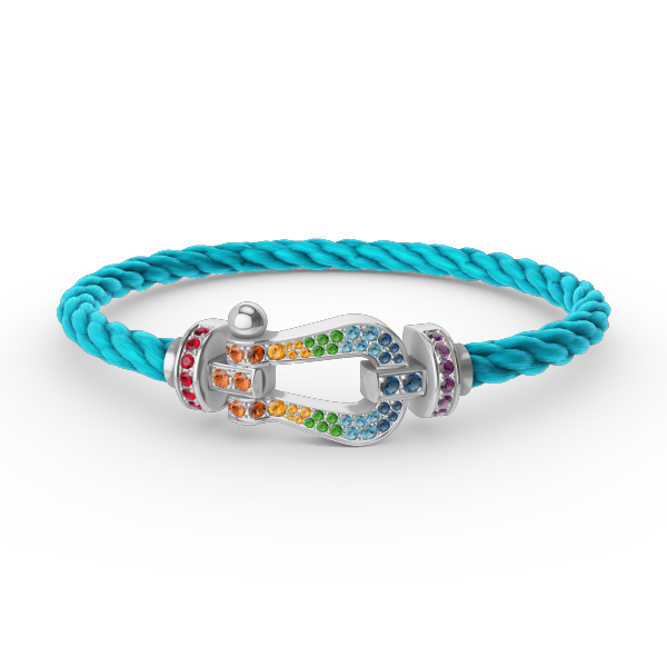[CharmAmor]FORC LARGE HORSESHOE  COLORED DIAMOND BRACELET SILVER