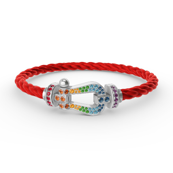 [CharmAmor]FORC LARGE HORSESHOE  COLORED DIAMOND BRACELET SILVER