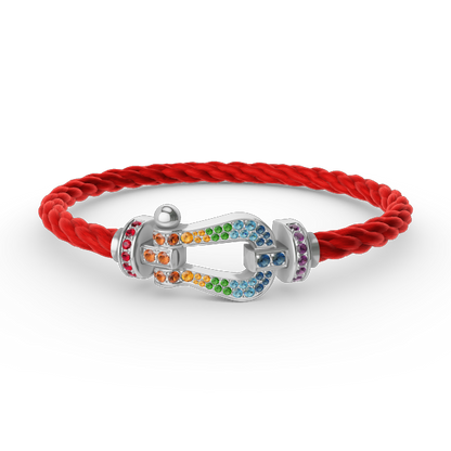 [CharmAmor]FORC LARGE HORSESHOE  COLORED DIAMOND BRACELET SILVER