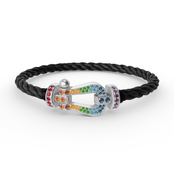 [CharmAmor]FORC LARGE HORSESHOE  COLORED DIAMOND BRACELET SILVER
