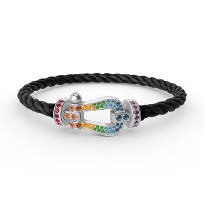 [CharmAmor]FORC LARGE HORSESHOE  COLORED DIAMOND BRACELET SILVER