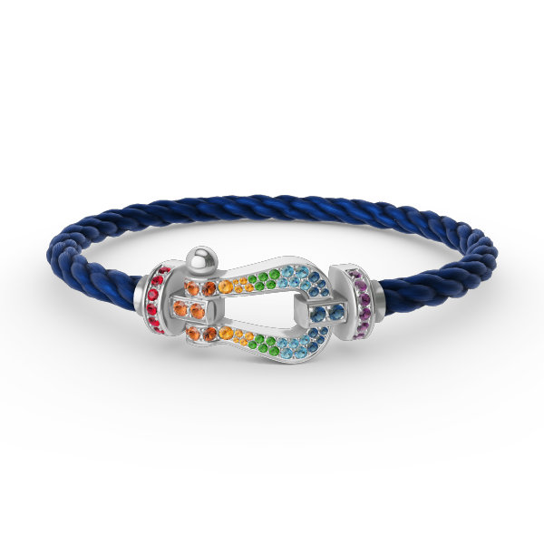 [CharmAmor]FORC LARGE HORSESHOE  COLORED DIAMOND BRACELET SILVER