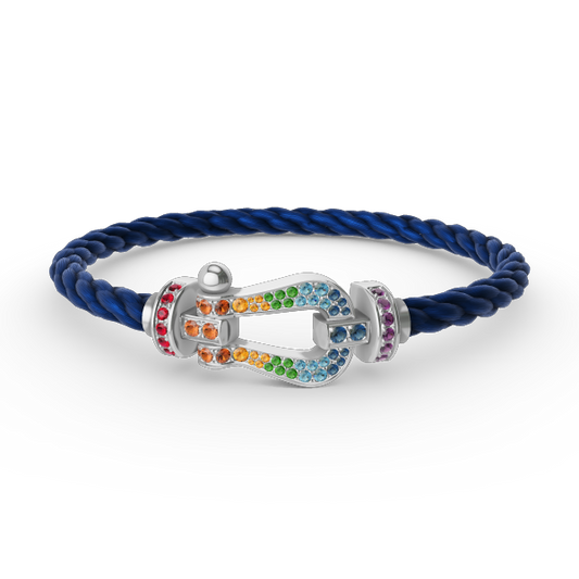 [CharmAmor]FORC LARGE HORSESHOE  COLORED DIAMOND BRACELET SILVER
