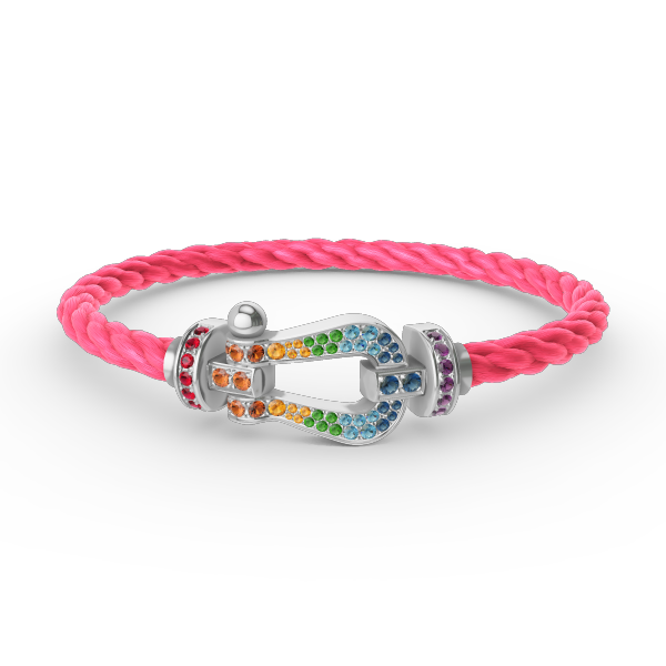 [CharmAmor]FORC LARGE HORSESHOE  COLORED DIAMOND BRACELET SILVER