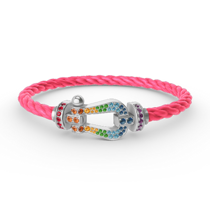 [CharmAmor]FORC LARGE HORSESHOE  COLORED DIAMOND BRACELET SILVER