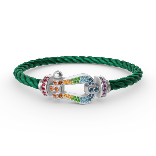 [CharmAmor]FORC LARGE HORSESHOE  COLORED DIAMOND BRACELET SILVER