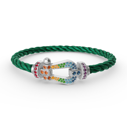 [CharmAmor]FORC LARGE HORSESHOE  COLORED DIAMOND BRACELET SILVER