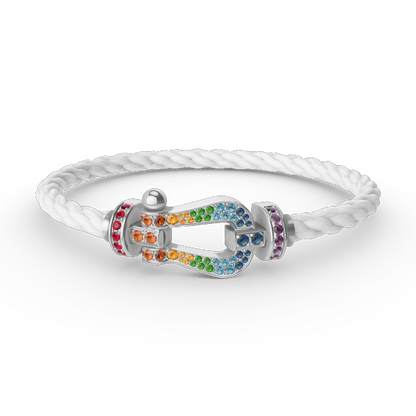 [CharmAmor]FORC LARGE HORSESHOE  COLORED DIAMOND BRACELET SILVER