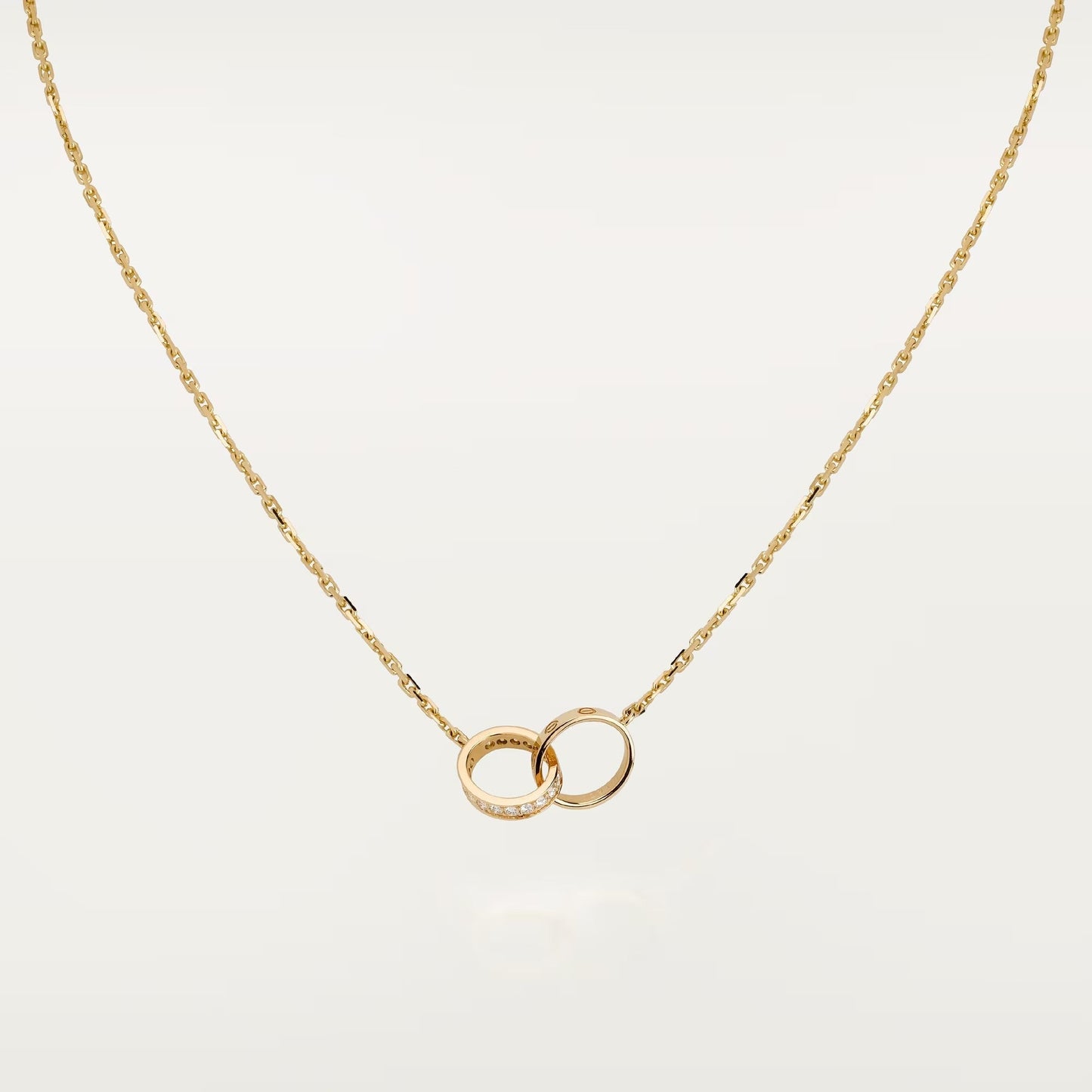 [CharmAmor]LOVE DOUBLE RING HALF DIAMOND NECKLACE