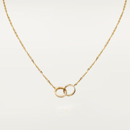 [CharmAmor]LOVE DOUBLE RING HALF DIAMOND NECKLACE