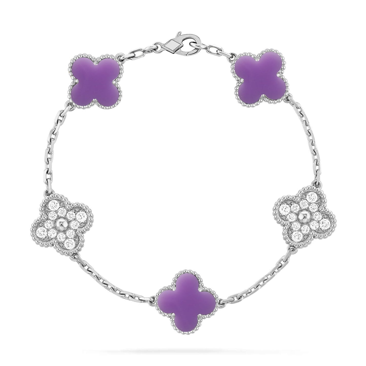 [CharmAmor] CLOVER 5 MOTIF LIGHT PURPLE BRACELET COLLECTION
