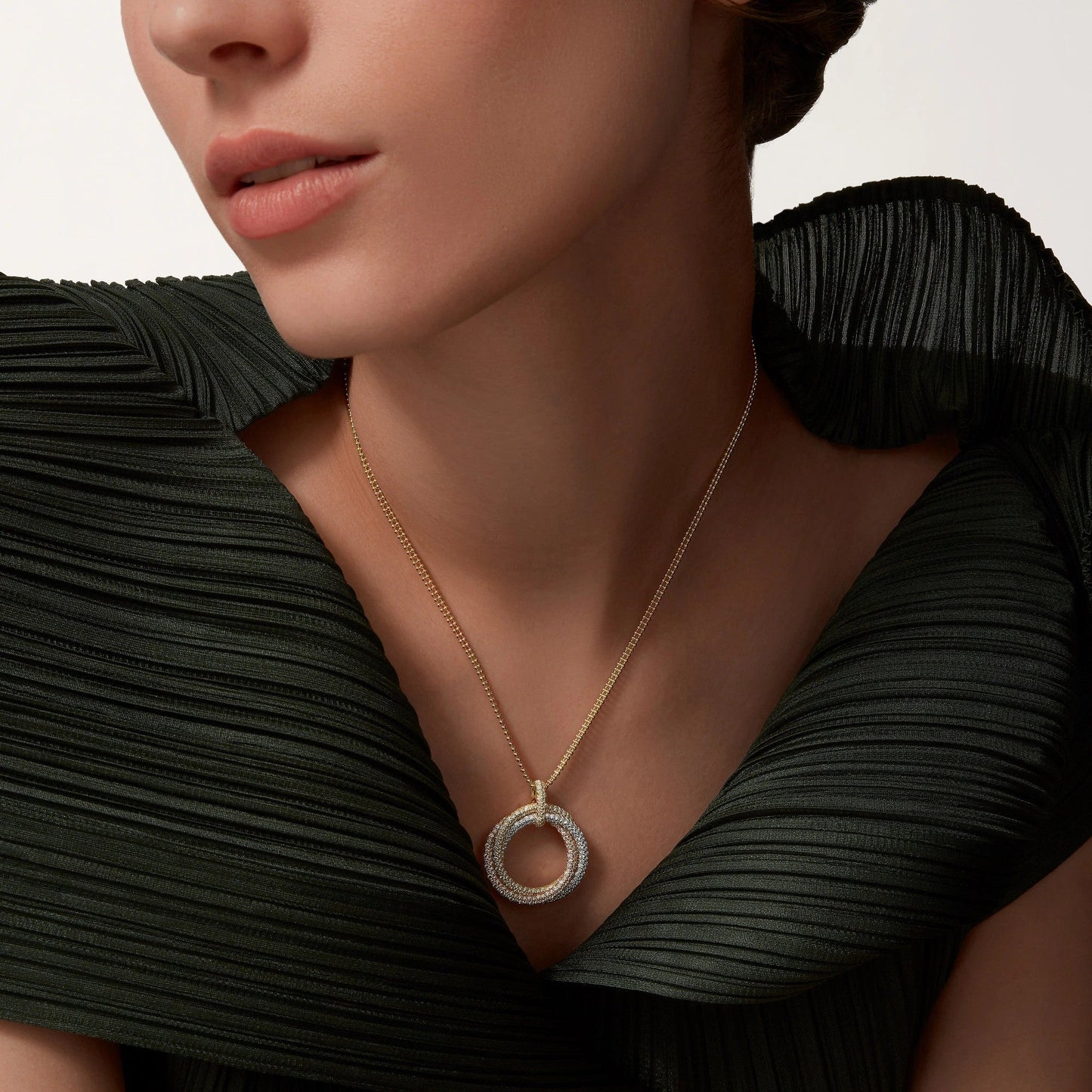 [CharmAmor]TRINITY LARGE FULL DIAMOND  NECKLACE