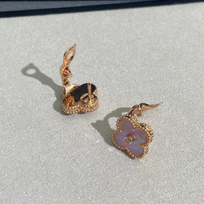 [CharmAmor]CLOVER MEDIUM 1 DIAMOND PINK EARRINGS