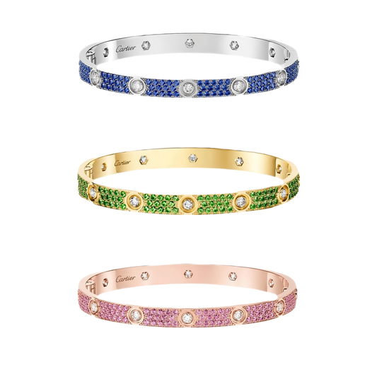 [CharmAmor]2026 PAVE GEMSTONE LOVE BRACELET 6.1MM 10 DIAMONDS