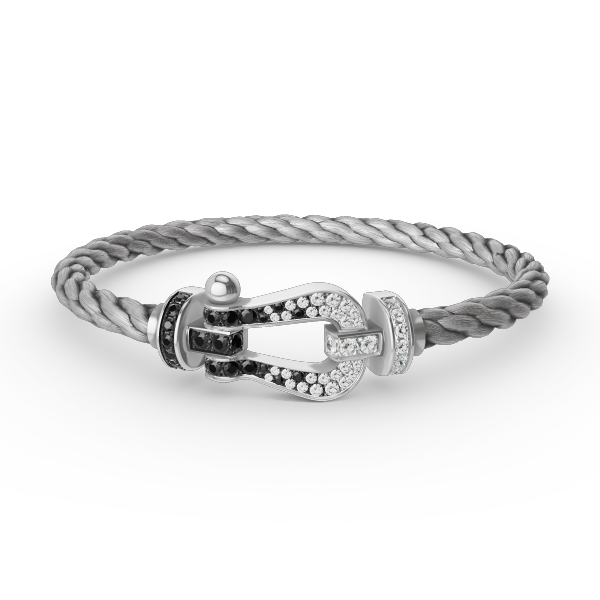[CharmAmor]FORCE LARGE HORSESHOE BLACK WHITE DIAMOND BRACELET SILVER