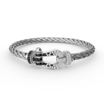 [CharmAmor]FORCE LARGE HORSESHOE BLACK WHITE DIAMOND BRACELET SILVER