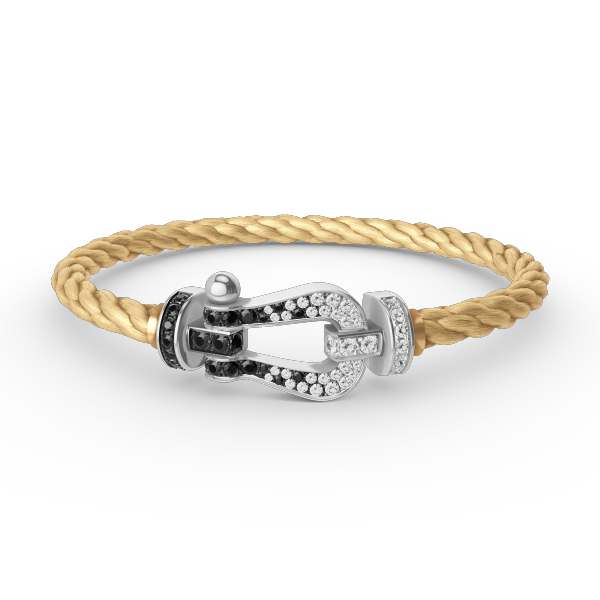 [CharmAmor]FORCE LARGE HORSESHOE BLACK WHITE DIAMOND BRACELET SILVER