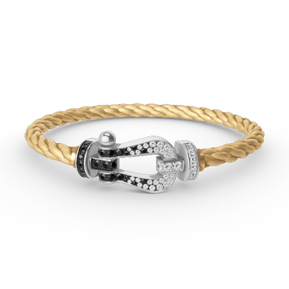 [CharmAmor]FORCE LARGE HORSESHOE BLACK WHITE DIAMOND BRACELET SILVER
