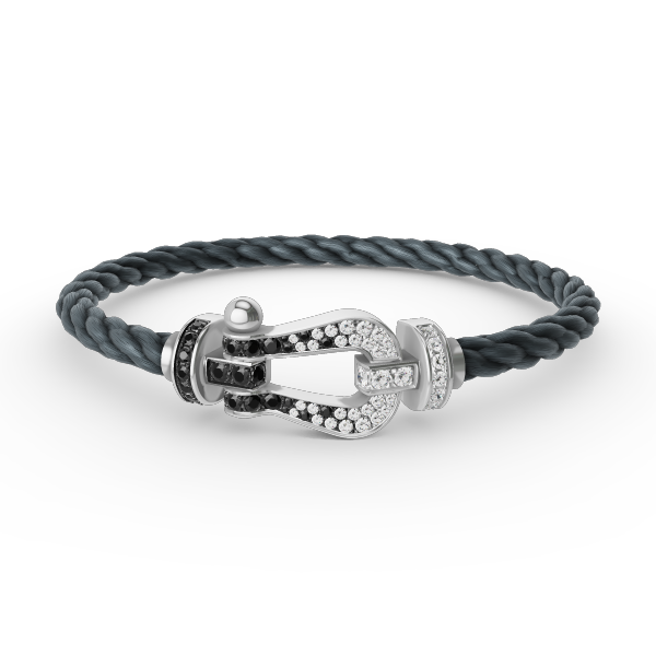 [CharmAmor]FORCE LARGE HORSESHOE BLACK WHITE DIAMOND BRACELET SILVER