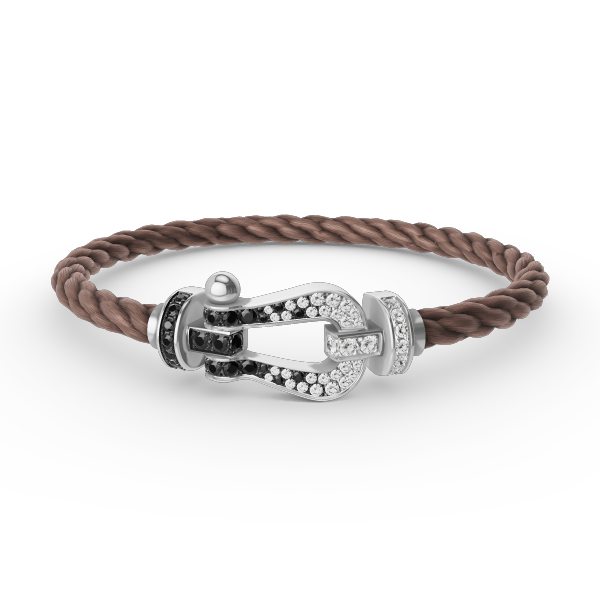 [CharmAmor]FORCE LARGE HORSESHOE BLACK WHITE DIAMOND BRACELET SILVER