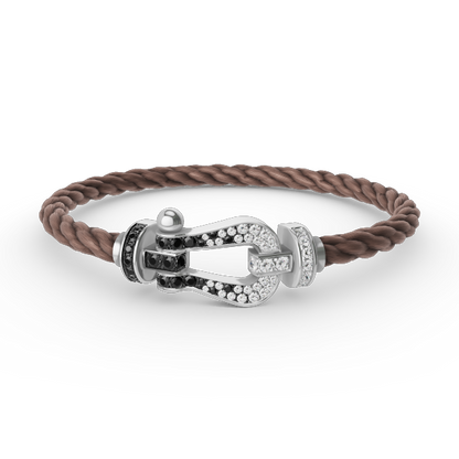 [CharmAmor]FORCE LARGE HORSESHOE BLACK WHITE DIAMOND BRACELET SILVER