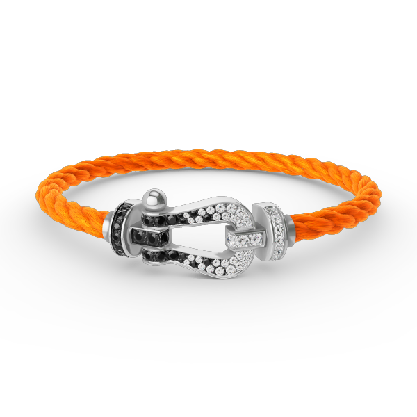 [CharmAmor]FORCE LARGE HORSESHOE BLACK WHITE DIAMOND BRACELET SILVER