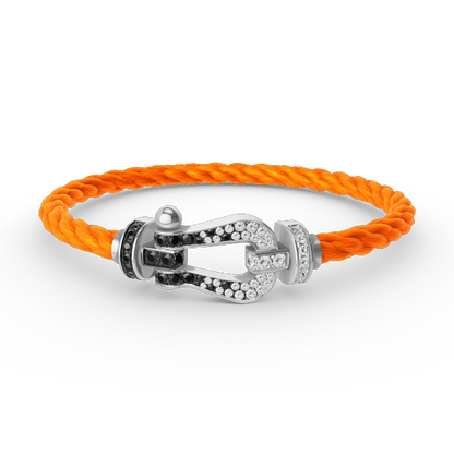 [CharmAmor]FORCE LARGE HORSESHOE BLACK WHITE DIAMOND BRACELET SILVER
