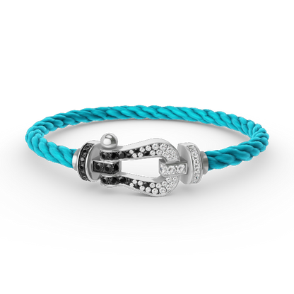 [CharmAmor]FORCE LARGE HORSESHOE BLACK WHITE DIAMOND BRACELET SILVER