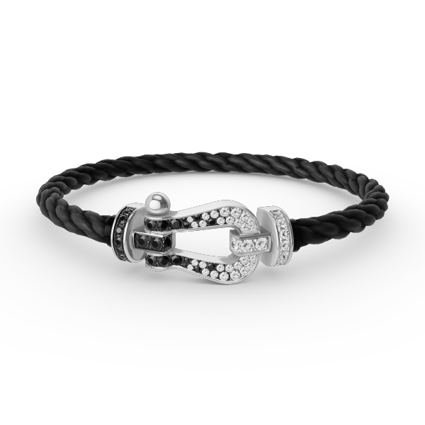 [CharmAmor]FORCE LARGE HORSESHOE BLACK WHITE DIAMOND BRACELET SILVER