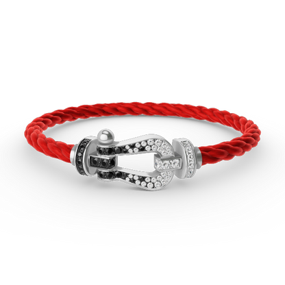 [CharmAmor]FORCE LARGE HORSESHOE BLACK WHITE DIAMOND BRACELET SILVER