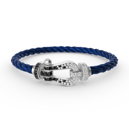[CharmAmor]FORCE LARGE HORSESHOE BLACK WHITE DIAMOND BRACELET SILVER