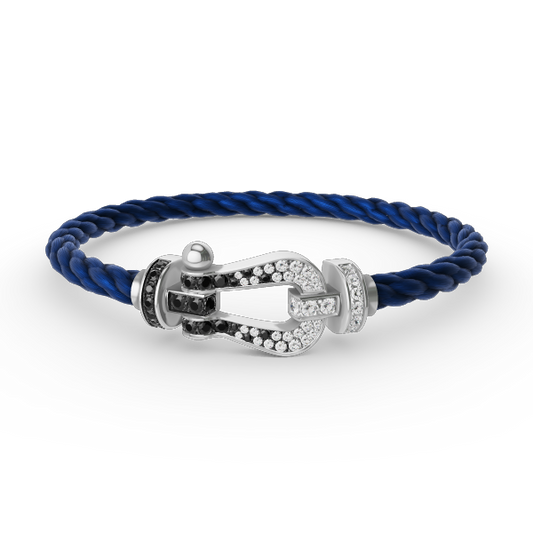 [CharmAmor]FORCE LARGE HORSESHOE BLACK WHITE DIAMOND BRACELET SILVER