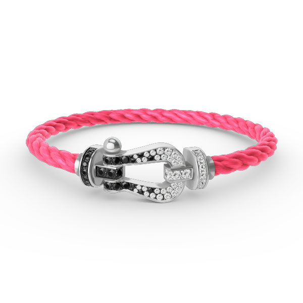 [CharmAmor]FORCE LARGE HORSESHOE BLACK WHITE DIAMOND BRACELET SILVER